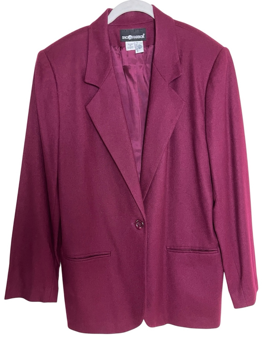 Vintage Sag Harbor 100% Wool Classic Single Button Blazer Sz 16
